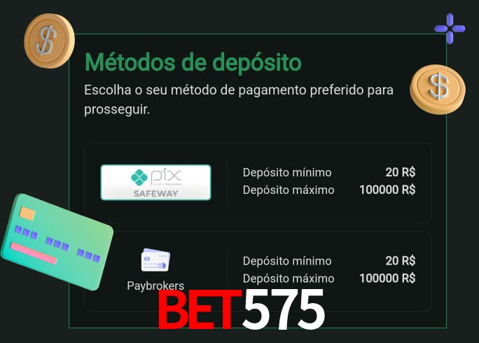 O cassino bet575 oferece uma grande variedade de métodos de pagamento